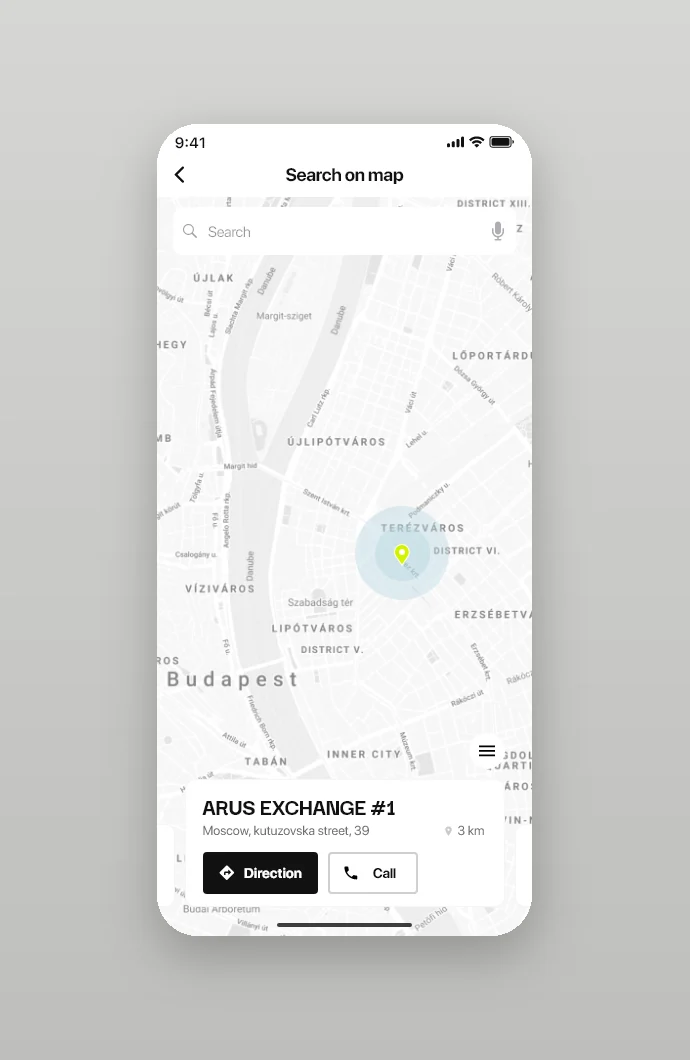 Map search for ARUS exchange points