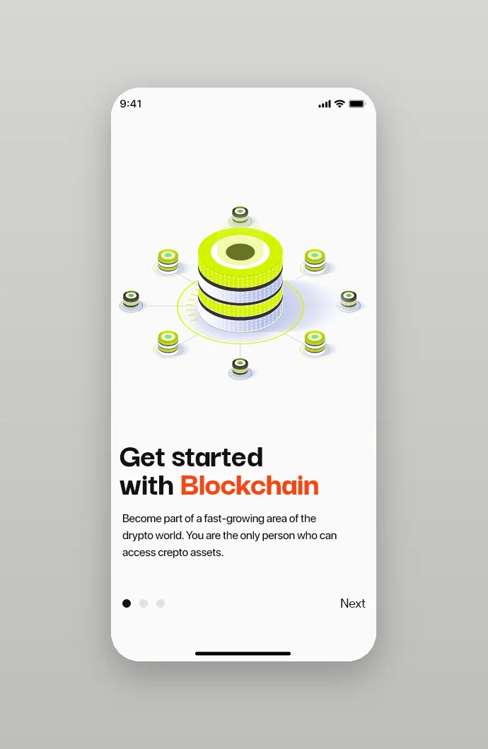 Onboarding slide: Get started with Blockchain