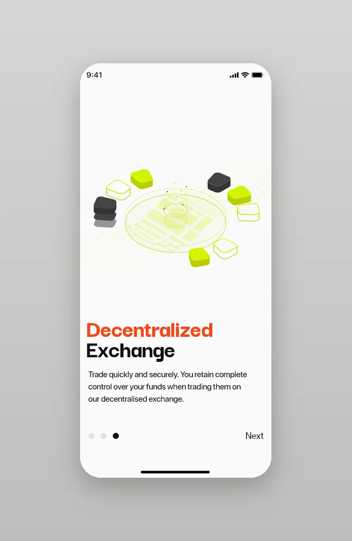 Onboarding slide: Decentralized Exchange