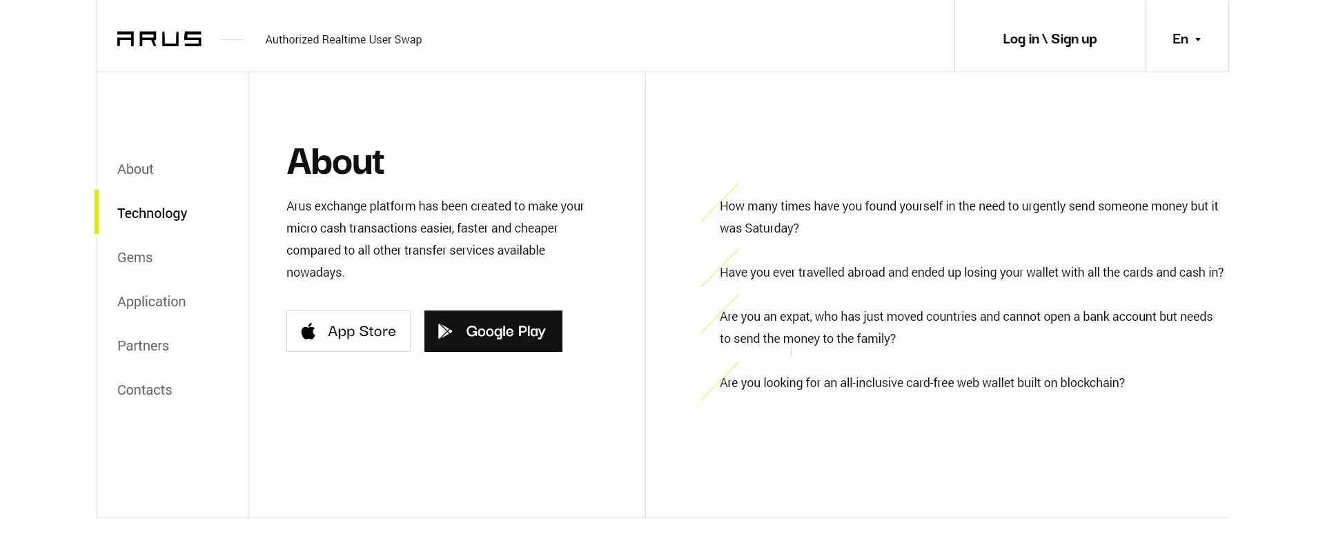 Website About section with four questions