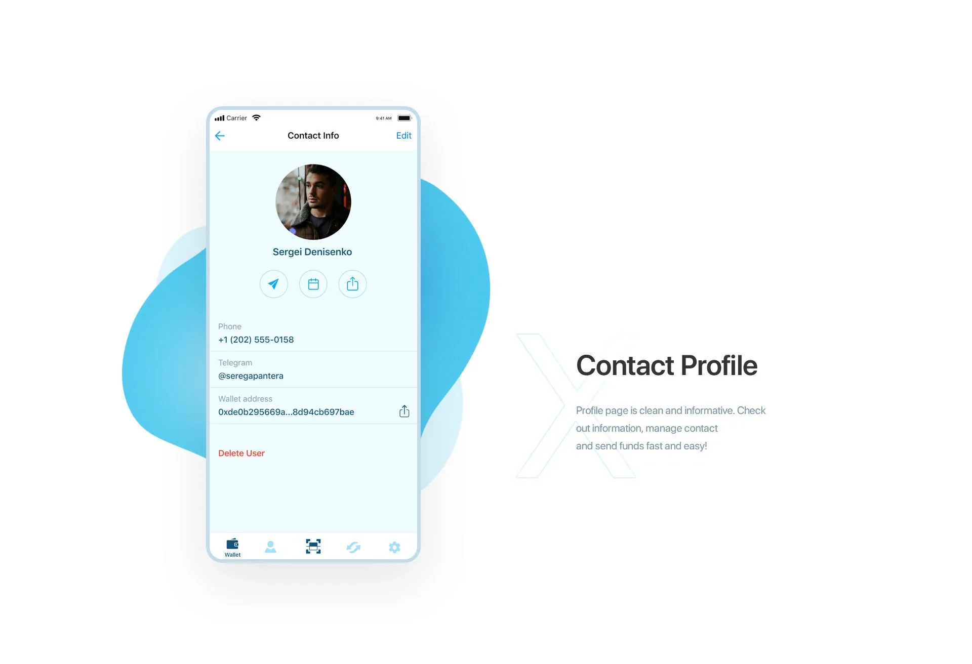 Contact profile with wallet address
