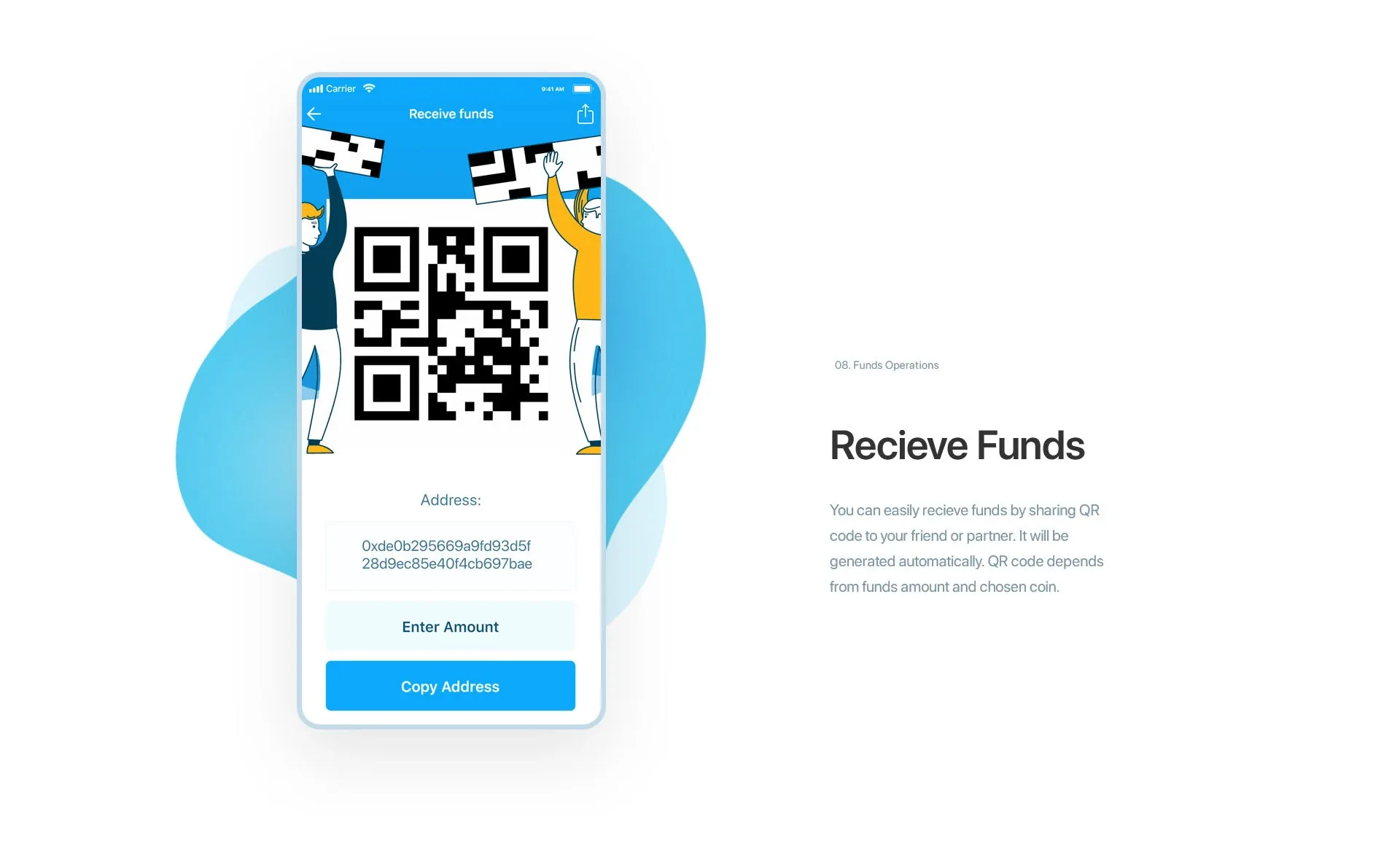 Receiving funds with a QR code