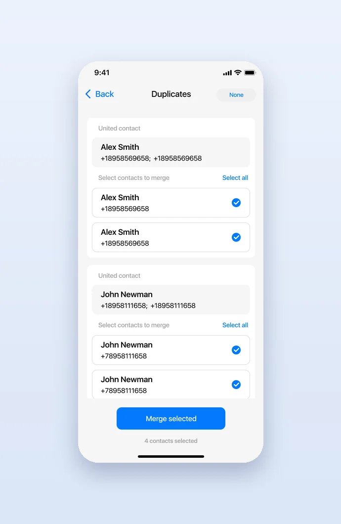 Duplicate contacts to merge