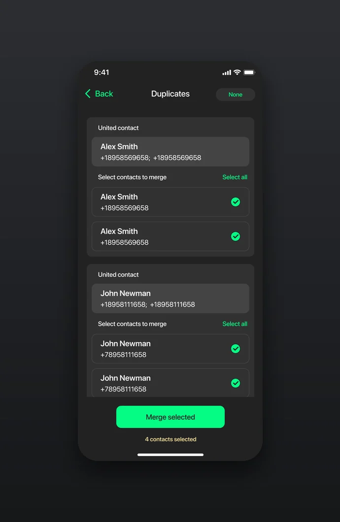 Dark theme: duplicate contacts