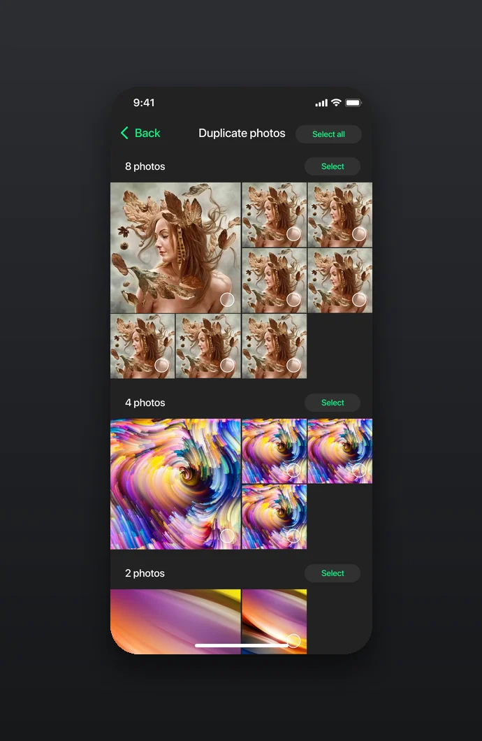 Dark theme: duplicate photos