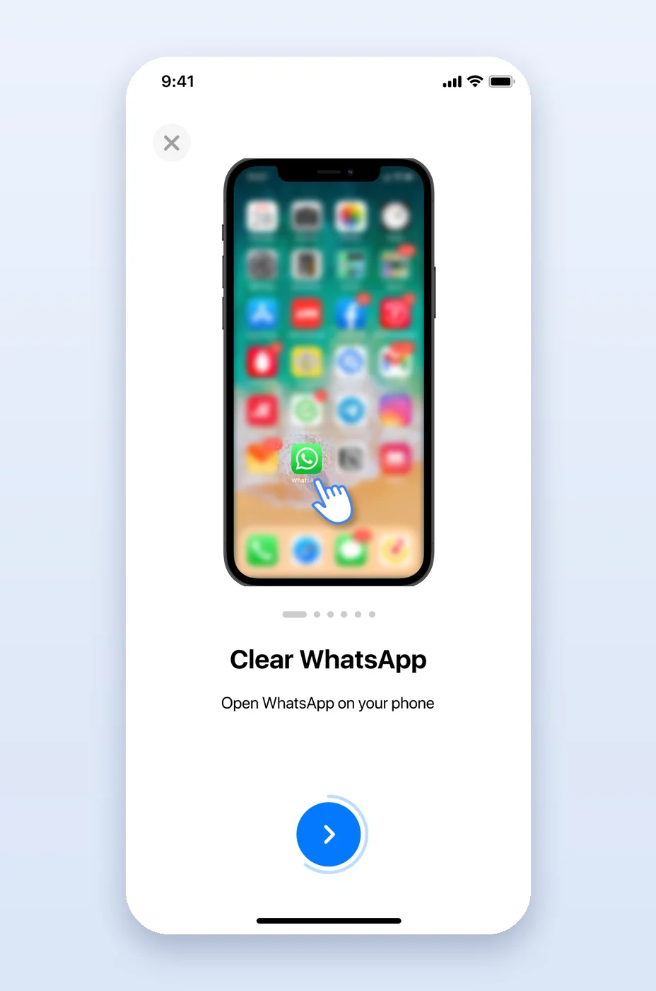 Cleaning guide step: clear WhatsApp