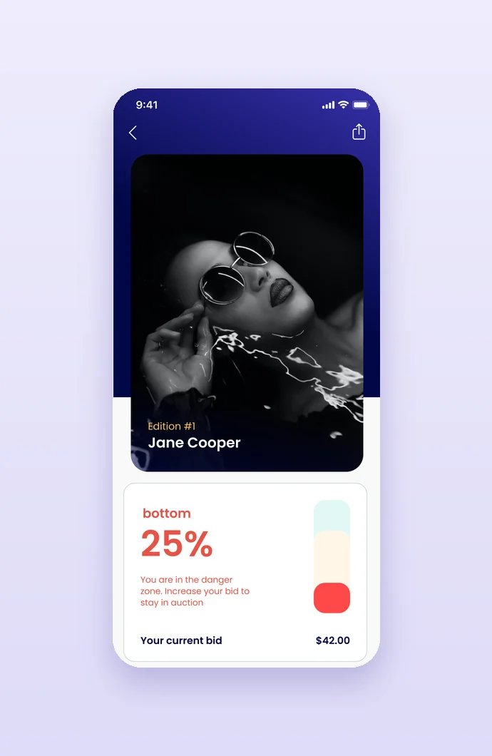 Phase 2: live auction, the bid in the bottom 25%