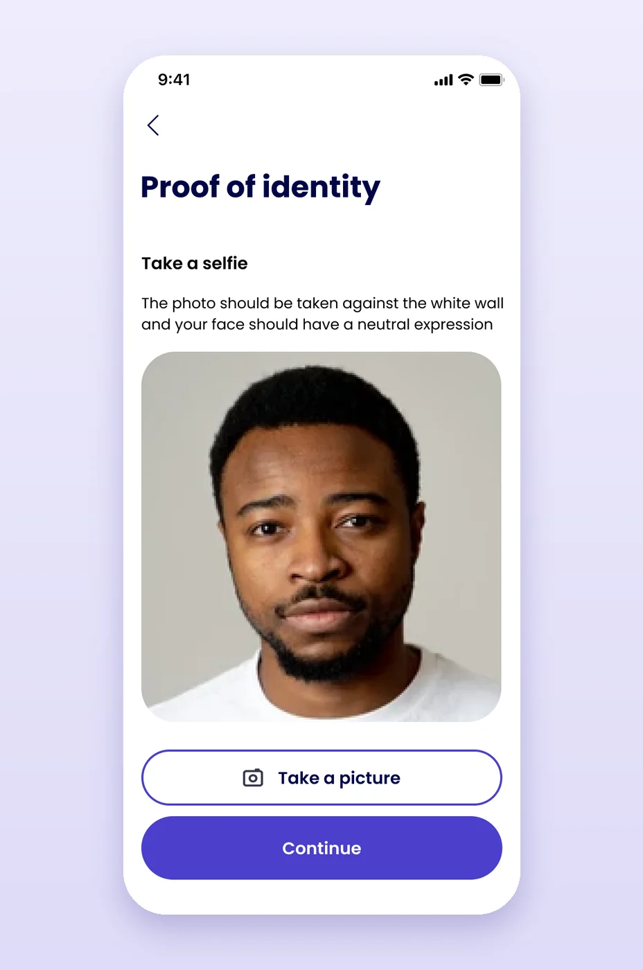 Identity check: selfie