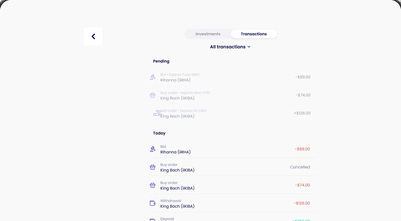 Web: account transactions