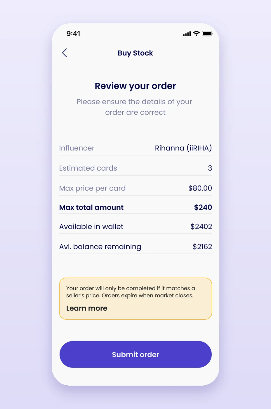 Review your order