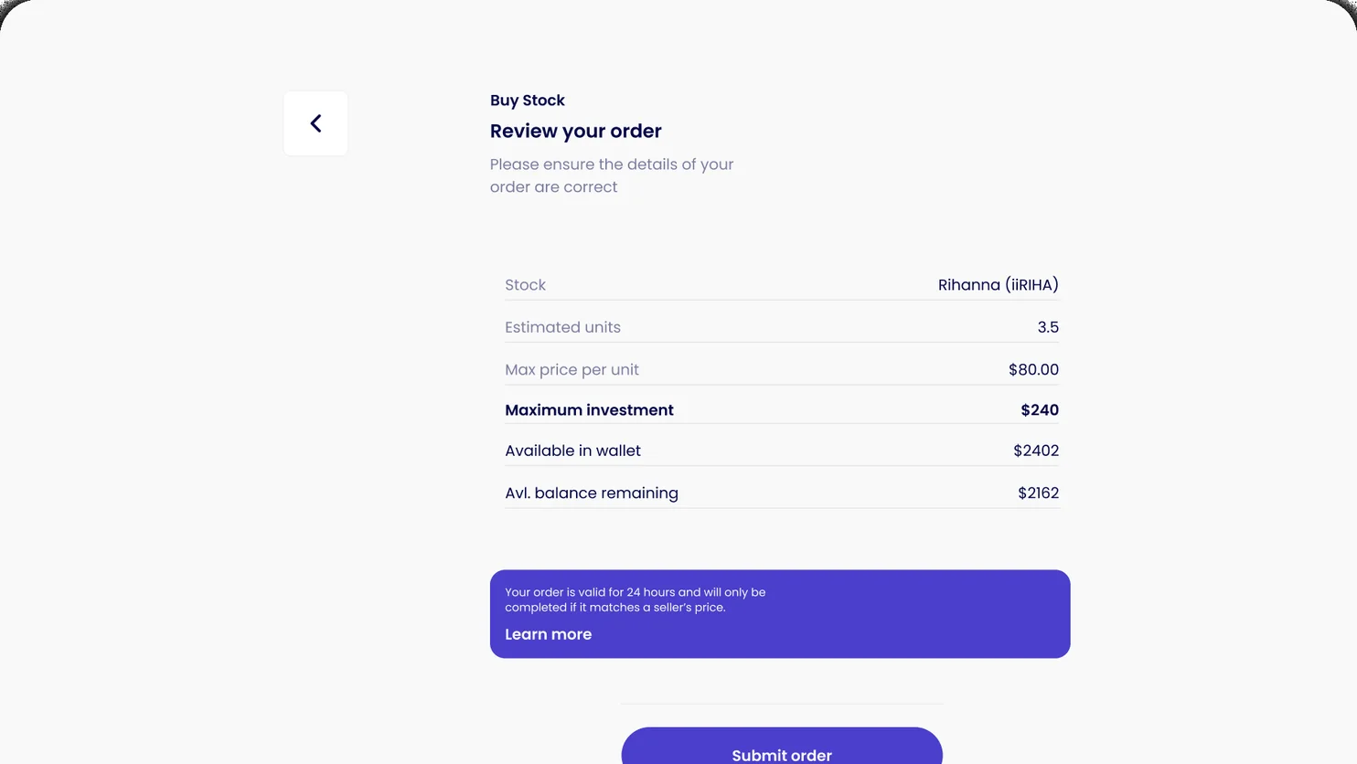 Web: review your order