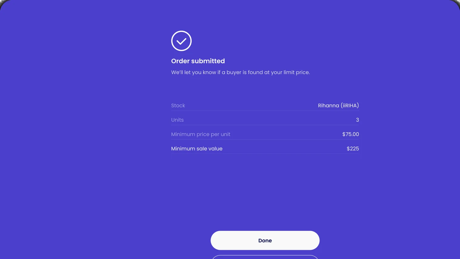 Web: order submitted