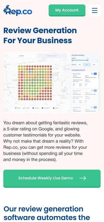 Rep.co on a phone: review generation