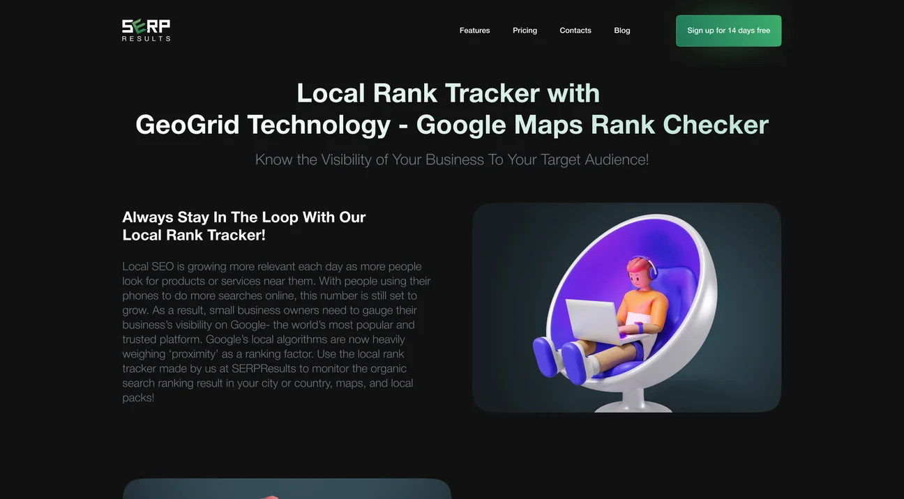 SERPresults local rank tracker with GeoGrid