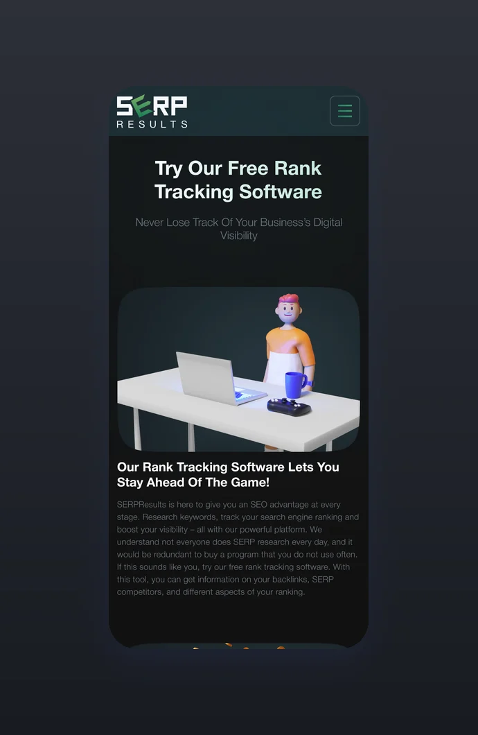 SERPresults on a phone: free rank tracking