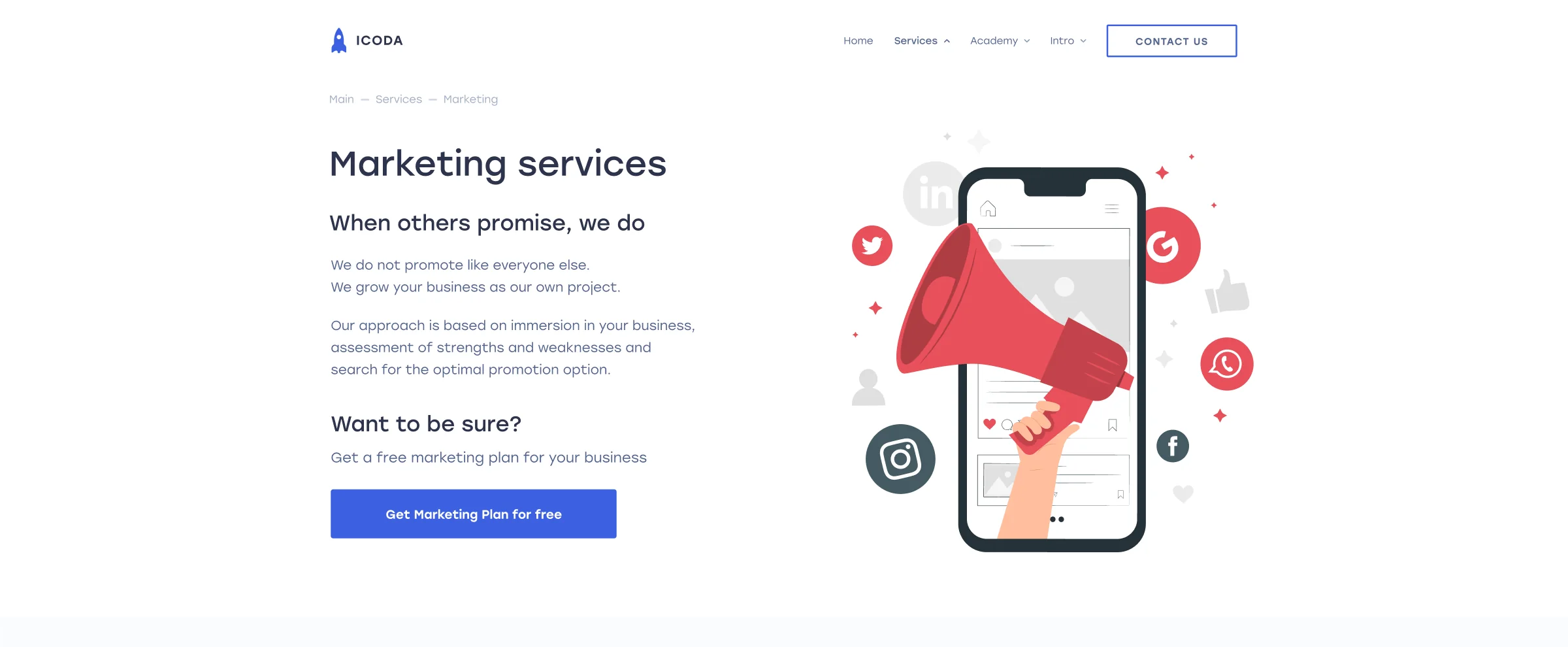 Service page: marketing services