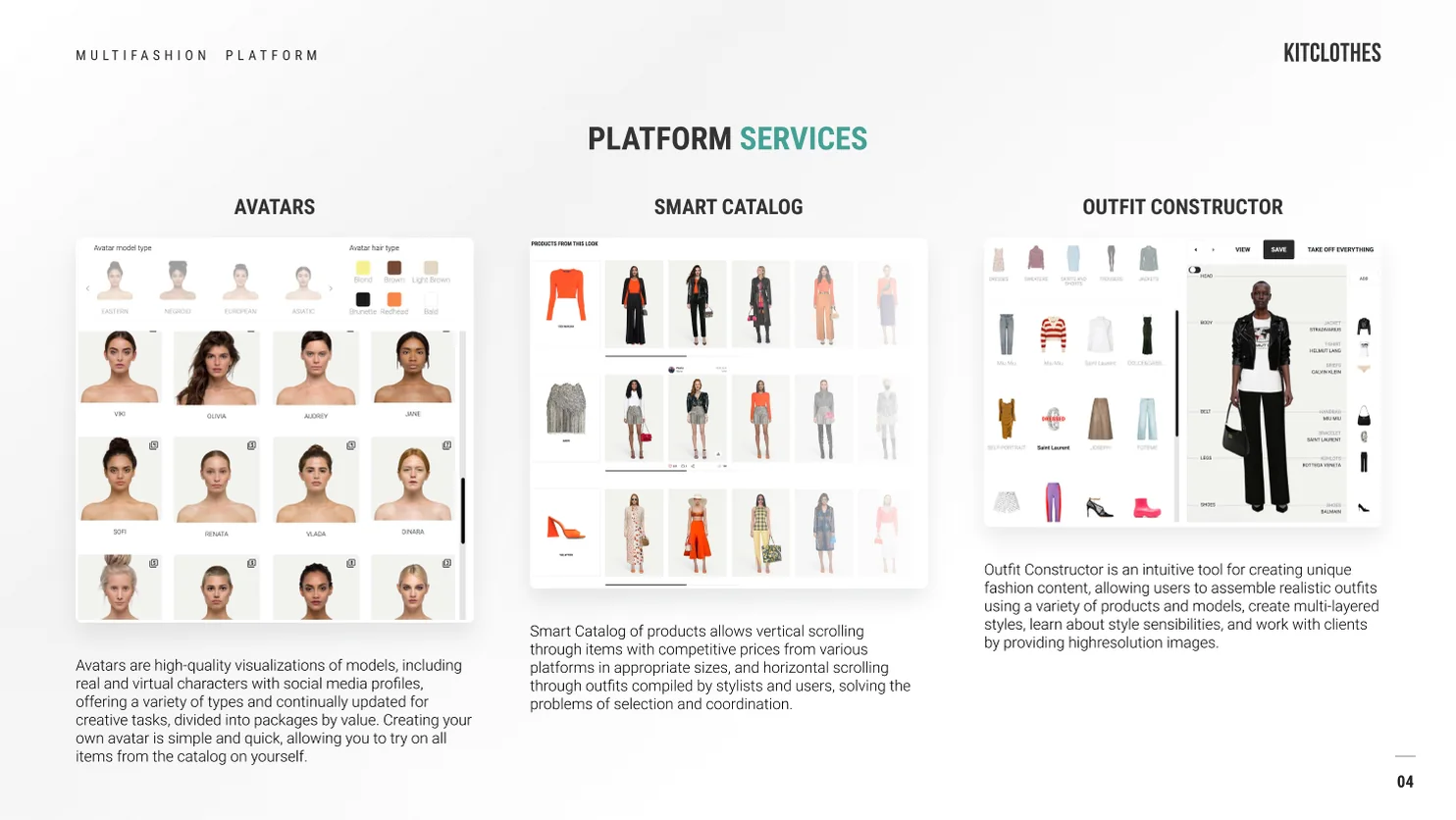 Deck: avatars, smart catalog, outfit constructor