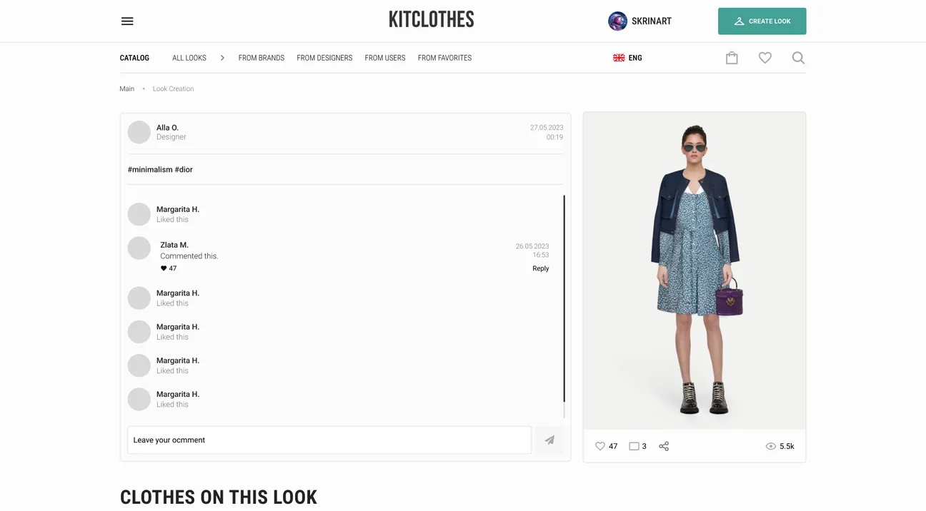 A look with the clothes on it