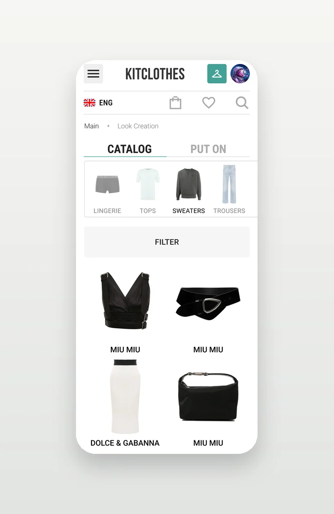 Phone: look creation, catalog and put on