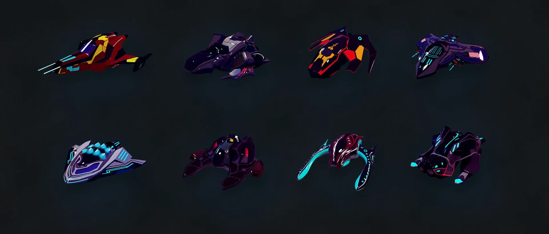The fleet of eight spaceships