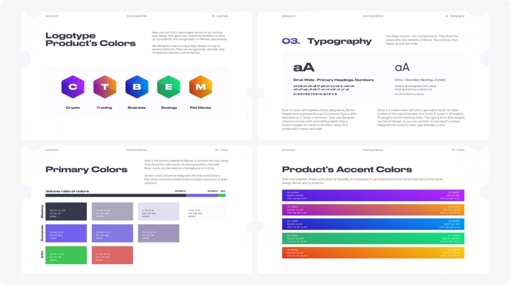 Banxe brand guidelines: product colours, typography, primary and accent colours