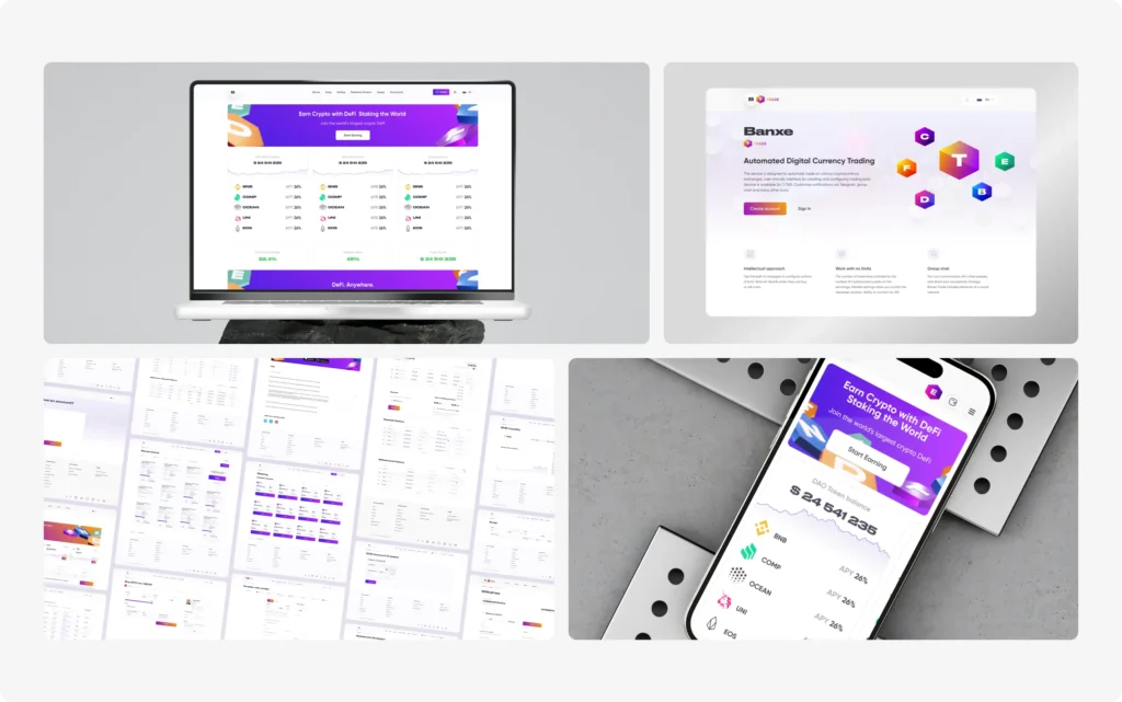 Banxe exchange, staking page and mobile app in one identity